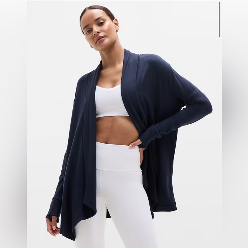 Athleta Pranayama Restore Wrap open-front cardigan in navy Women’s size small